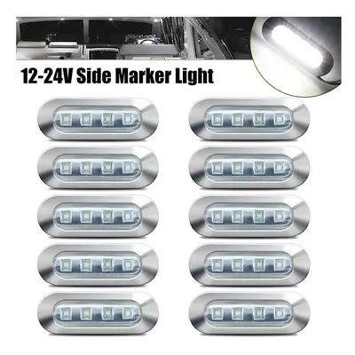 (White(10PCS)) LED Side Marker Indicator Car Lights Front Rear Tail Clearance Lamp DC