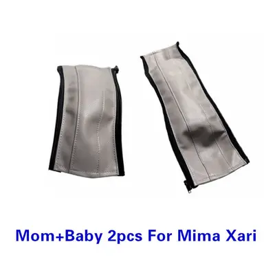 (mom baby 2PCS gray) Baby Stroller PU Leather Handle Covers For Mima Xari Pram Bar Sleeve Case P