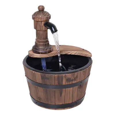 Outsunny Garden Barrel Water Fountain Patio Wood Electric Water Feature w/ Pump