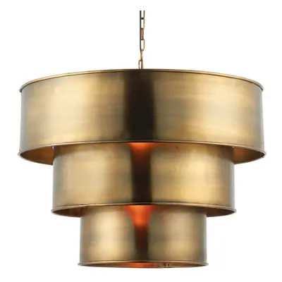 Hanging Ceiling Pendant Light AGED BRASS Ring Metal Shade Lamp Bulb Holder