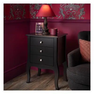 (Camille Side Table Chest Drawer in Black) Camille Side Table Chest in Black