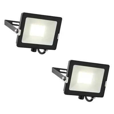 2 PACK Outdoor Waterproof LED Floodlight - 30W Cool White LED - Matt Black