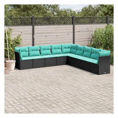 vidaXL Piece Patio Sofa Set with Cushions Black Poly Rattan