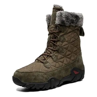 (as the picture, 38) Men&apos;s Boots Large Waterproof Non-slip Plus Velvet Snow Boots Winter Me