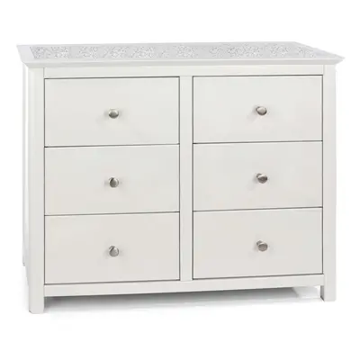 White Painted Stone Topped 3+3 Drawer Chest Drawer Bedroom Storage Unit