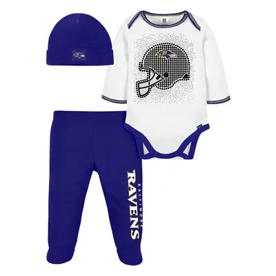 Gerber NFL Baby Boys' 3Pc Bodysuit Footed Pant & Cap Set Baltimore Ravens Months