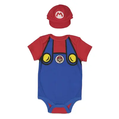 Super Mario Nintendo Baby Boys Costume Short Sleeve Bodysuit & Hat Blu