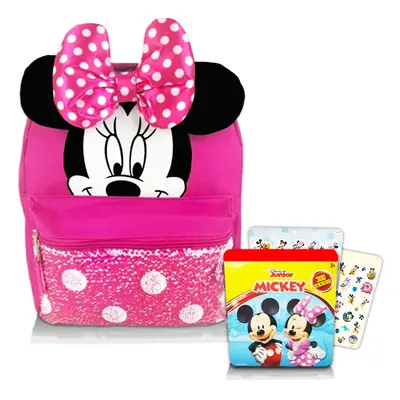 Disney Minnie Mouse Backpack for Girls Toddlers Kids ~ Bundle Includes 12"" Minnie Preschool Tod