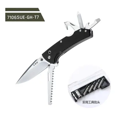 (7106SUE-GH-T7) Sanrenmu Multifunctional Folding Knives Practical Tools Multi-use Wilderness Sur