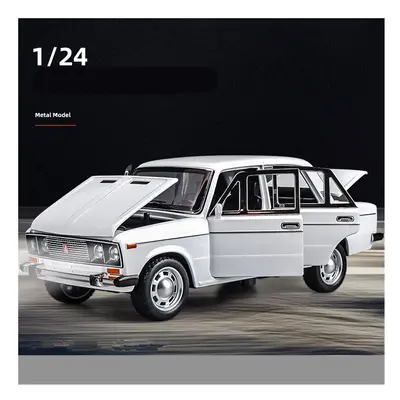 (White) 1/24 Scale LADA Toy Car Model Alloy Diecast Doors Opened Pull Back Sound Light Scale Mod