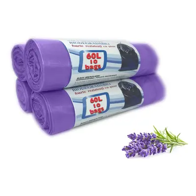 Lavender Scented Rolls 60L Litre, Counts Bin Bags 100% Recycled Plastic Bin Liners, Very Strong 