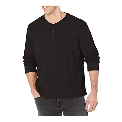 Wrangler Authentics Men's Long Sleeve Waffle Henley Caviar Medium