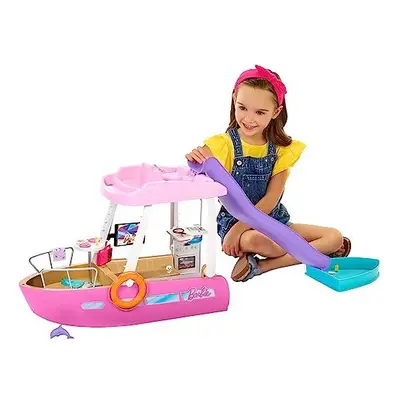 Barbie Boat with Pool and Slide, Dream Boat Playset Includes 20+ Pieces Like Dolphin and Accesso