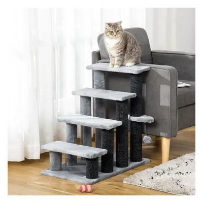 PawHut Pet Stairs with 4-step Stair, Scratching Posts, Platforms, Toy Ball