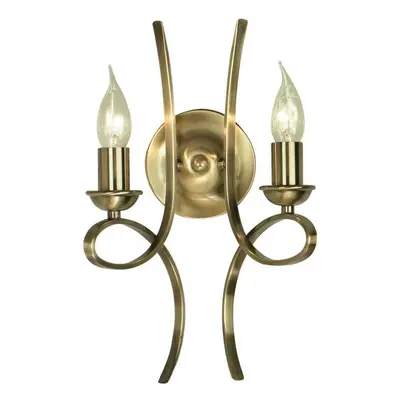 Eaves Luxury Twin Curved Arm Traditional Wall Light Brushed Brass Candelabra