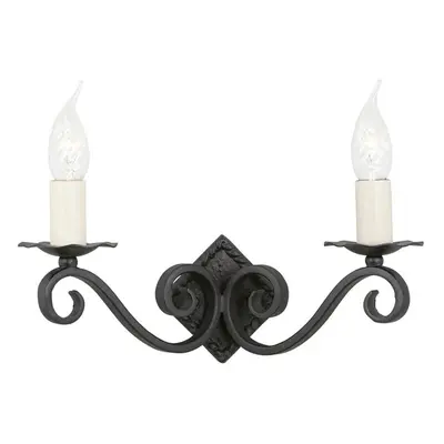 Black Twin Wall Light Iron Hand Made Elegant Double LED E14 60W