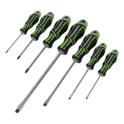 7 PACK Premium Soft Grip Screwdriver Set - Slotted & Phillips Various Size GREEN