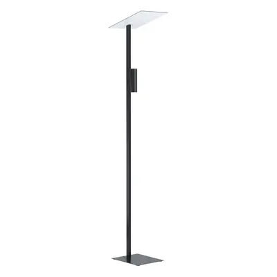 Floor Lamp Light Black Slim Stem Shade Flat Square Bulb GU10 2x5W Included