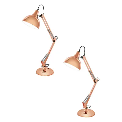 2 PACK Table Desk Lamp Colour Copper Adjustable In Line Switch Bulb E27 1x40W