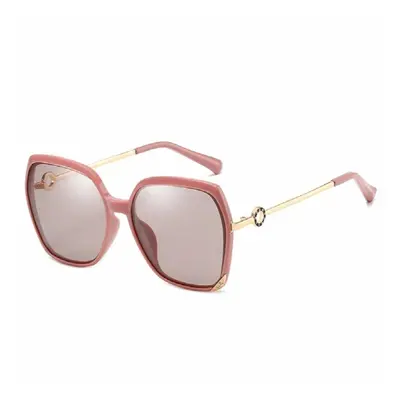 Women Square Sunglasses Metal Frame Pink Oversized Lens Polarized UV Protection Glasses Lady Sun