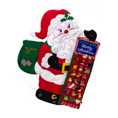 Fabric Santa Claus Advent Calendar | Reusable 24-Pocket Santa Calendar - 60x48cm