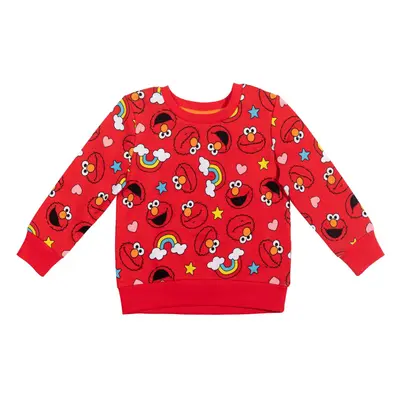 Sesame Street Elmo Toddler Girls French Terry Pullover Sweatshirt Red