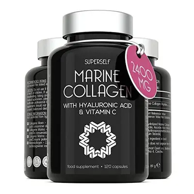 Marine Collagen Capsules 2400mg - Collagen Tablets with Hyaluronic Acid & Vitamin C - High Stren