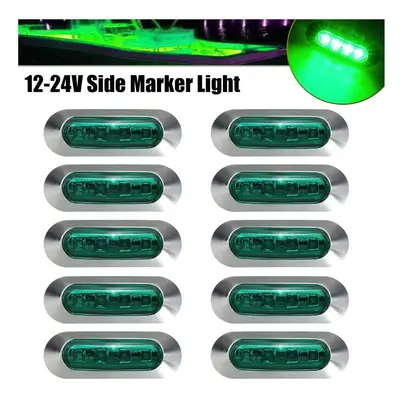 (Green(10PCS)) LED Side Marker Indicator Car Lights Front Rear Tail Clearance Lamp DC