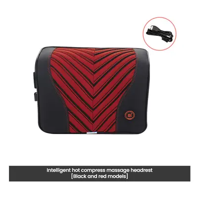 (Massage-Red-Pillow) Car Neck Massage Pillow Lumbar Support Cushion Auto Seat Relax Head Waist