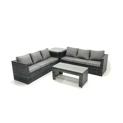 Fimous Garden Outdoor Rattan Furniture Set with Sofa Coffee table Side Table Dark Grey Mixed