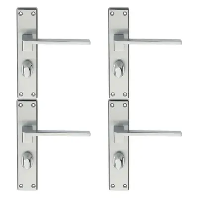 4x PAIR Flat Straight Handle on Bathroom Backplate x 40mm Satin Chrome