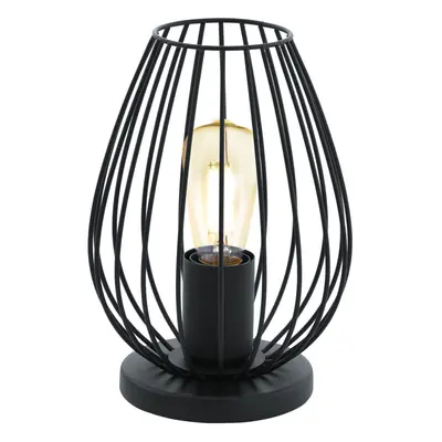 Table Lamp Desk Light Black Base & Small Wire Cage Shade x 60W E27 Bulb