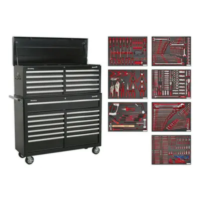 PREMIUM Drawer Topchest & Rollcab Bundle with Piece Tool Kit - Black