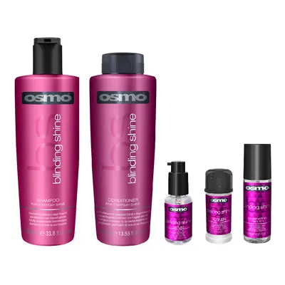 Osmo Blinding Shine Shampoo 1000ml, Conditioner 1000ml, Serum 50ml, Definer 40ml and Finisher 12