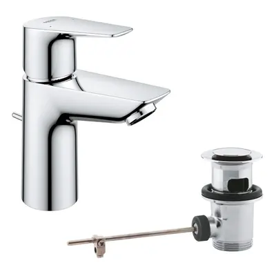 GROHE Start Edge ? Basin Mixer Tap with Pop-Up Waste Set (Metal Lever, mm Ceramic Cartridge, Wat