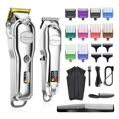 Hatteker Professional Hair Cutter Mans Hair Clipper Set Metal Electric Cordless Hair Trimmer for