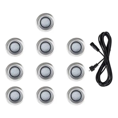 Pack of 40mm Blue LED Round IP67 Rated Garden Decking/Kitchen Plinth Lights Kit - Complete with 