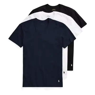 POLO RALPH LAUREN Men's Slim Fit Cotton V-Neck Tee Cruise Navy/White