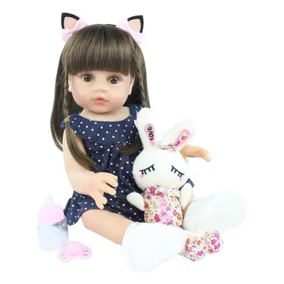 (navy blue, 48cm, Full Body Silicone) Bzdoll Lifelike Cm Full Silicone Soft Body Girl Boy Reborn