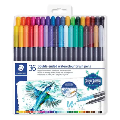 STAEDTLER TB36 Double Ended Watercolour Brush Pens, Assorted Colour, Pack of