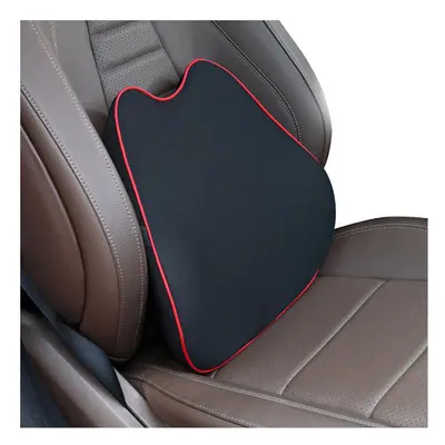 (Black red cushion) Car Headrest Head Seat Cushion Neck Pillow Rest Memory Foam Cotton Cover