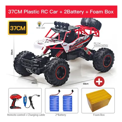 (37 Red 2B Plastic) ZWN 1:12 / 1:16 4WD RC Car With Led Lights 2.4G Radio Remote Control Cars Bu