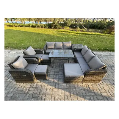 Fimous Seater Rattan Outdoor Garden Furniture Sofa Set Patio Table & Chairs Set with Seater Sofa