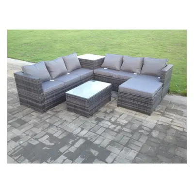 Fimous Seater Rattan Corner Sofa Lounge Sofa Set With Big Footstool