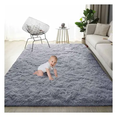 (160cm x 230cm (5ft 3" x 7ft 6")- Large Area Rug) Grey Shaggy Rugs Living Room Bedroom Runner Ma