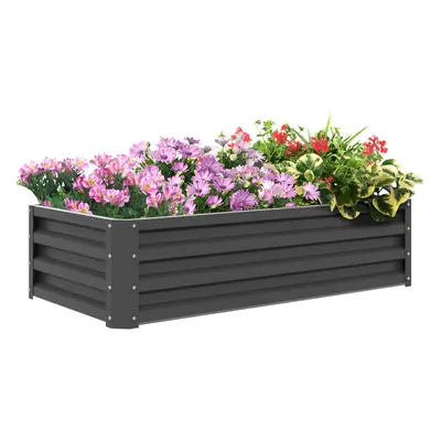 Outsunny Raised Garden Bed Elevated Planter Box for Flowers Light Grey