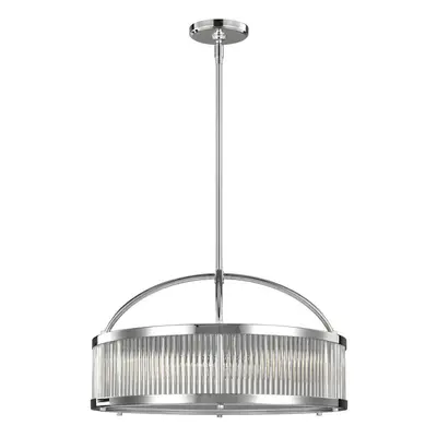 IP44 Bulb Ridged Galss Ceiling Pendant Light Fitting Chrome LED G9 3.5W Bulb