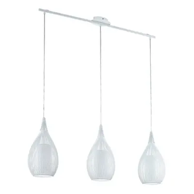 Pendant Light Colour White Steel Shade White Satin Glass Steel Bulb E27 3x60W