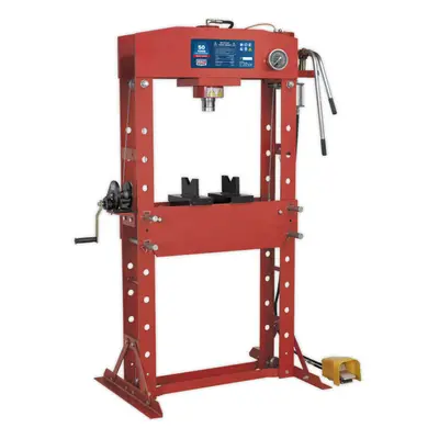 50 Tonne Floor Type Air Hydraulic Press - Sliding Ram Assembly - Foot Pedal