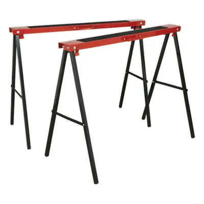 PAIR Fold Down Trestles - 100kg Capacity Each - 995mm Width - Pressed Steel